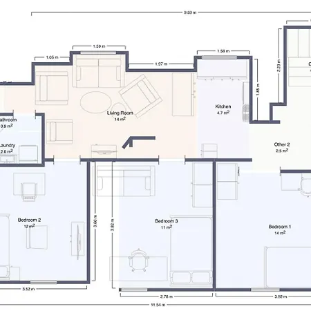 アパート 3br Loft-apartment Near Downtown & Ocean ベルゲン